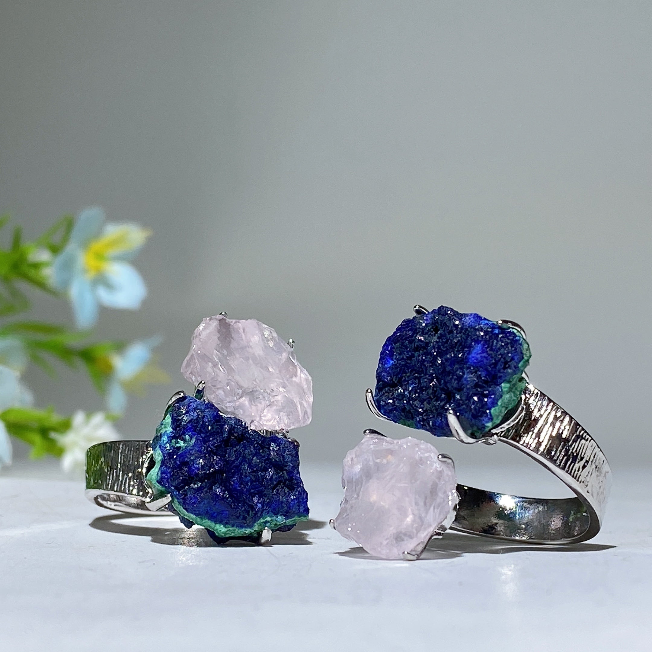 Adjustable Double Raw Crystal Stone Spiritual Ring Healing Energy