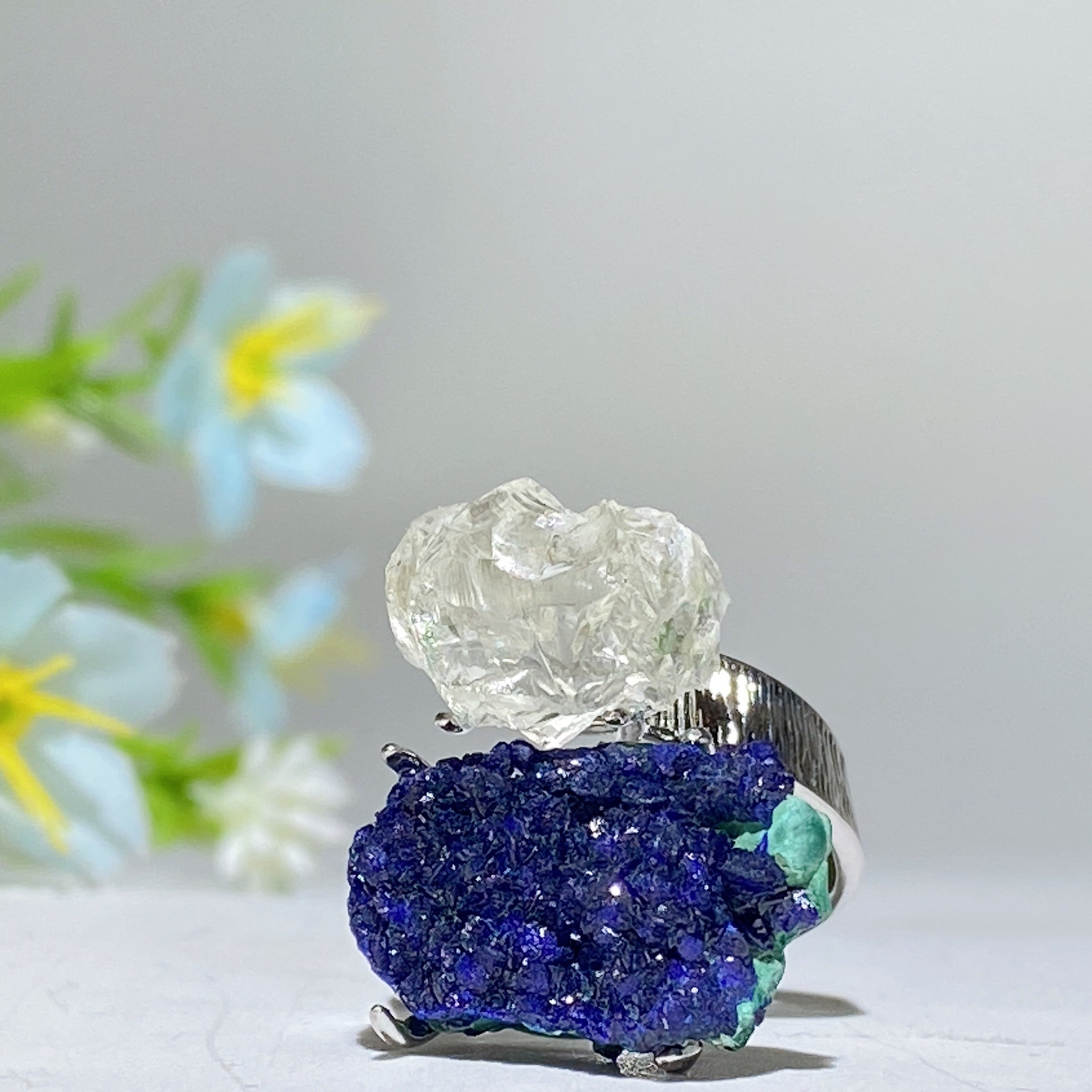 Adjustable Double Raw Crystal Stone Spiritual Ring Healing Energy