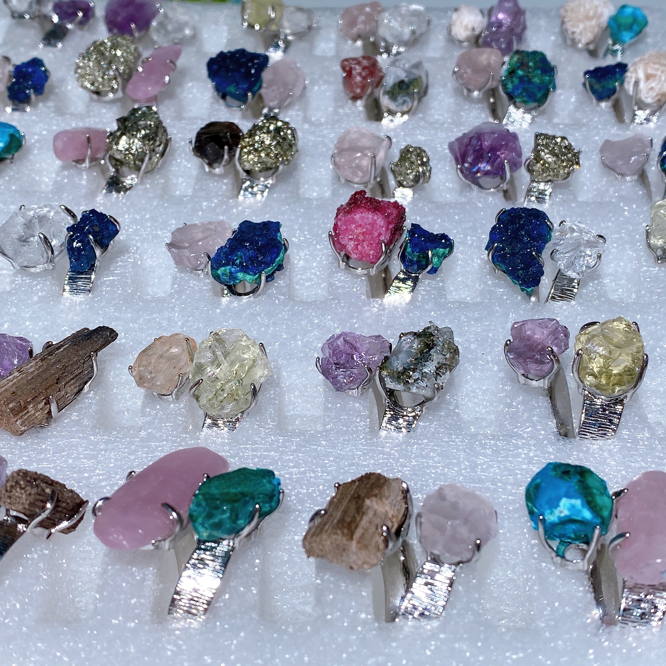 Adjustable Double Raw Crystal Stone Spiritual Ring Healing Energy