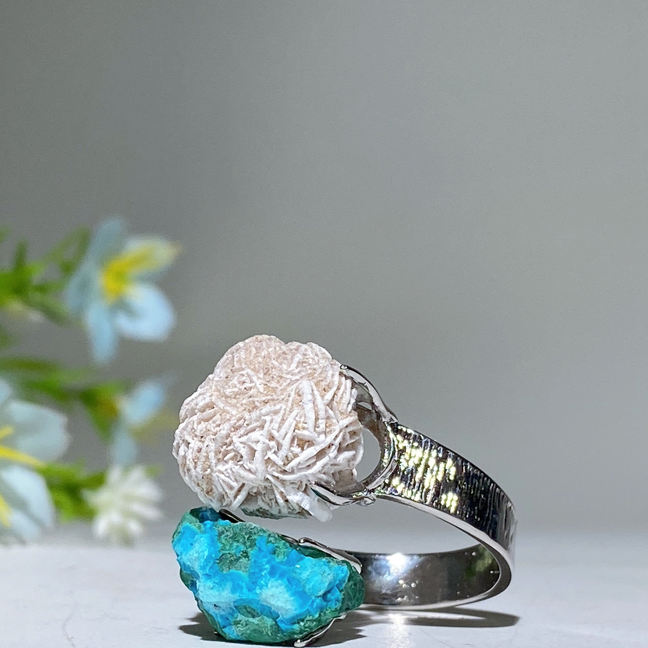 Adjustable Double Raw Crystal Stone Spiritual Ring Healing Energy