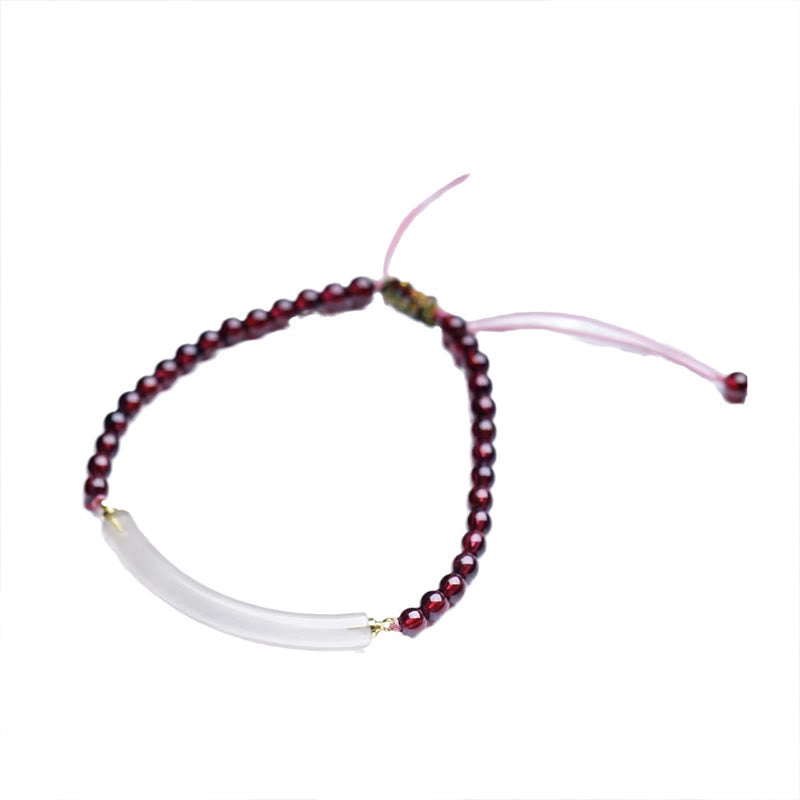 Adjustable Garnet Gray Agate Cuff Bracelet for Calm & Balance