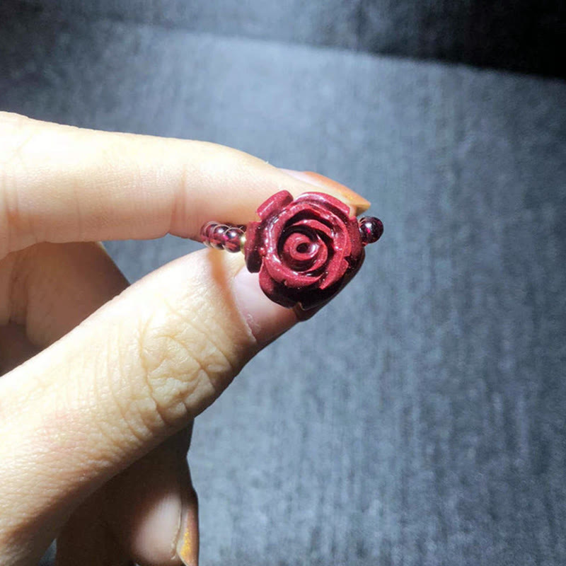 Adjustable Garnet PiXiu Ring with Om Mani Padme Hum for Protection