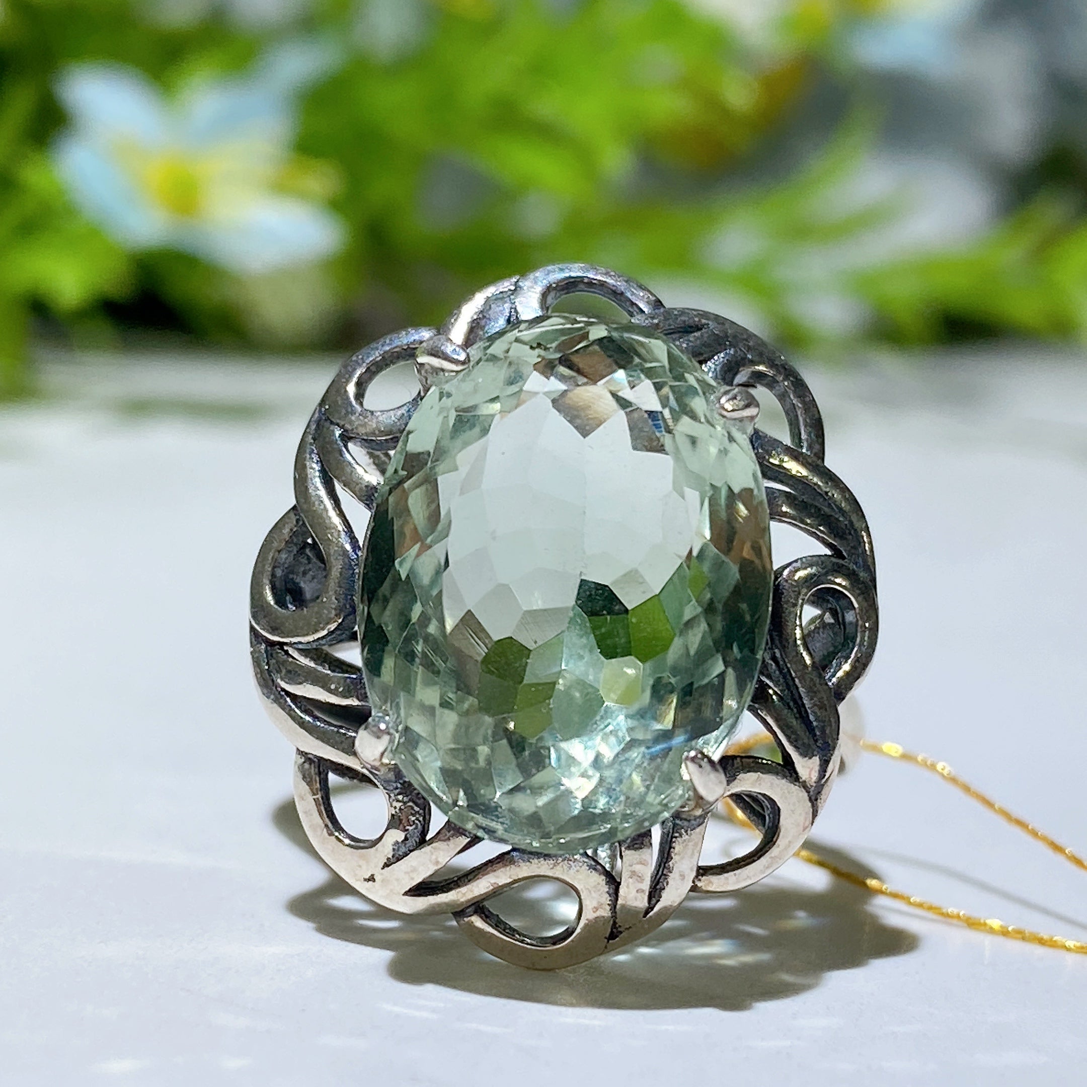 Adjustable Green Amethyst Ring for Healing & Spiritual Balance
