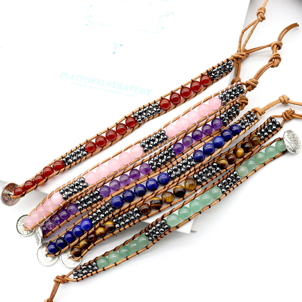 Adjustable Hand-Knitted Spiritual Crystal Stone Bracelet