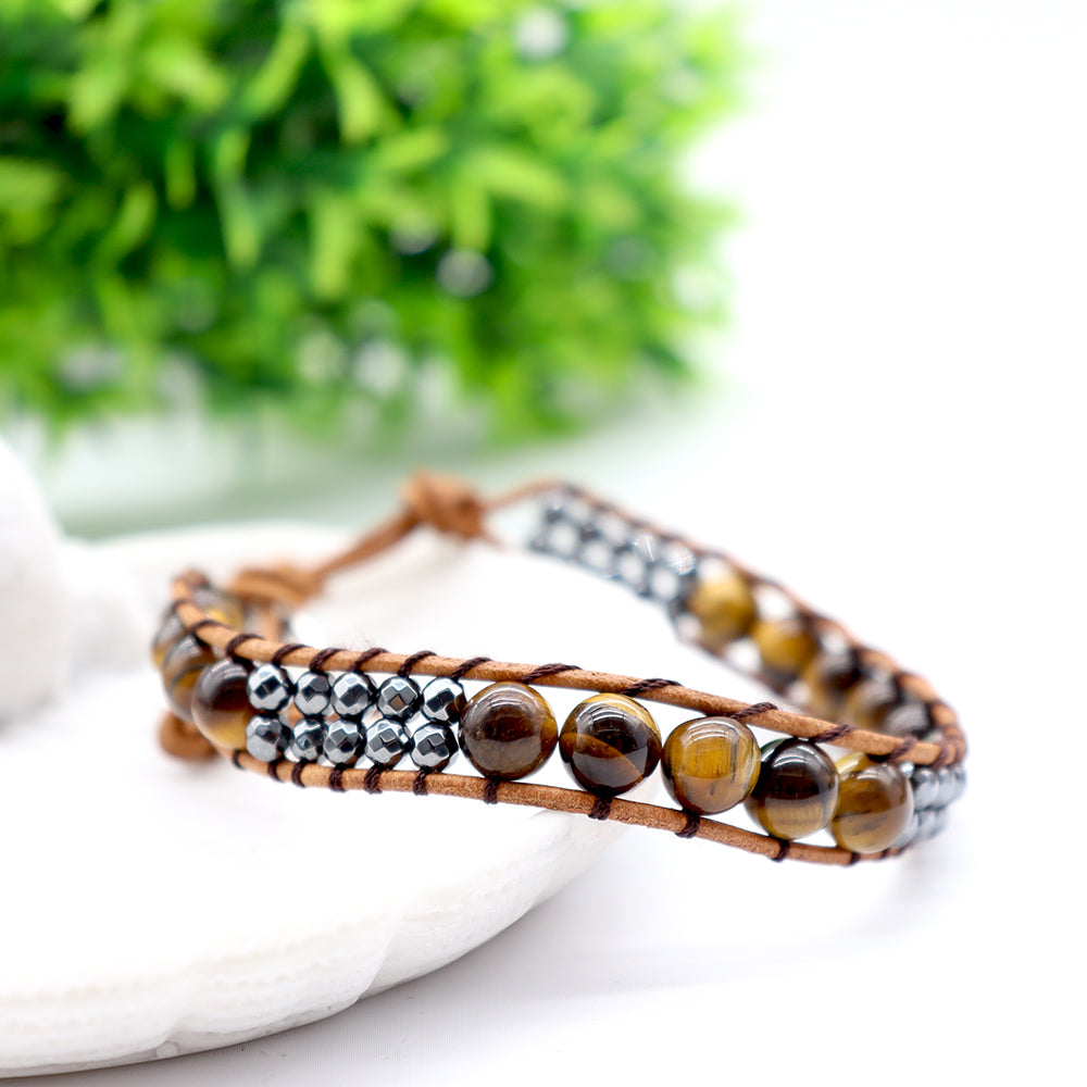 Adjustable Hand-Knitted Spiritual Crystal Stone Bracelet