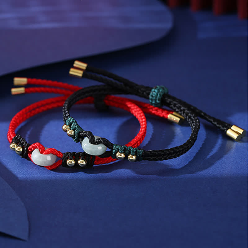 Adjustable Jade Bracelet with Peace Buckle for Abundance