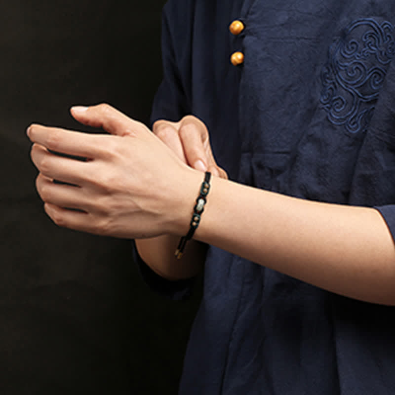 Adjustable Jade Bracelet with Peace Buckle for Abundance