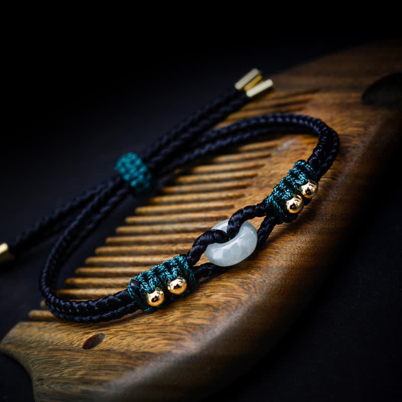 Adjustable Jade Bracelet with Peace Buckle for Abundance