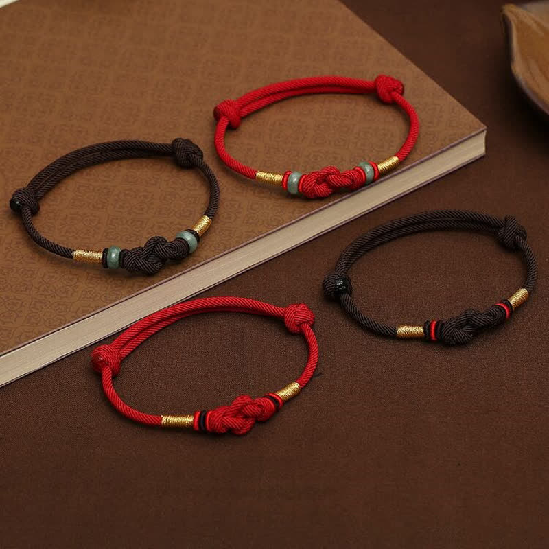 Adjustable Jade Luck Bracelet | Red String Fortune Knot