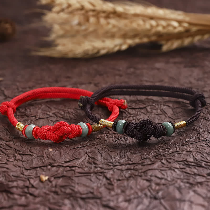 Adjustable Jade Luck Bracelet | Red String Fortune Knot