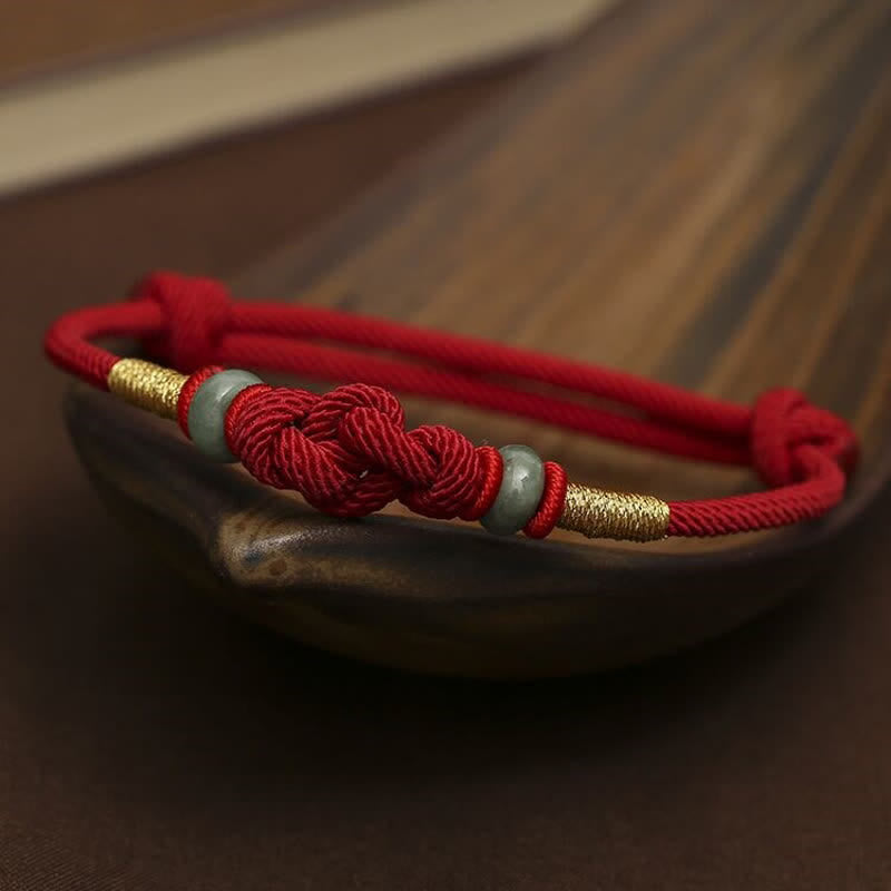 Adjustable Jade Luck Bracelet | Red String Fortune Knot