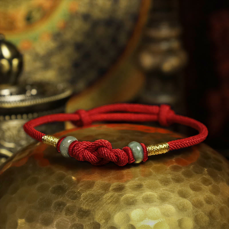 Adjustable Jade Luck Bracelet | Red String Fortune Knot