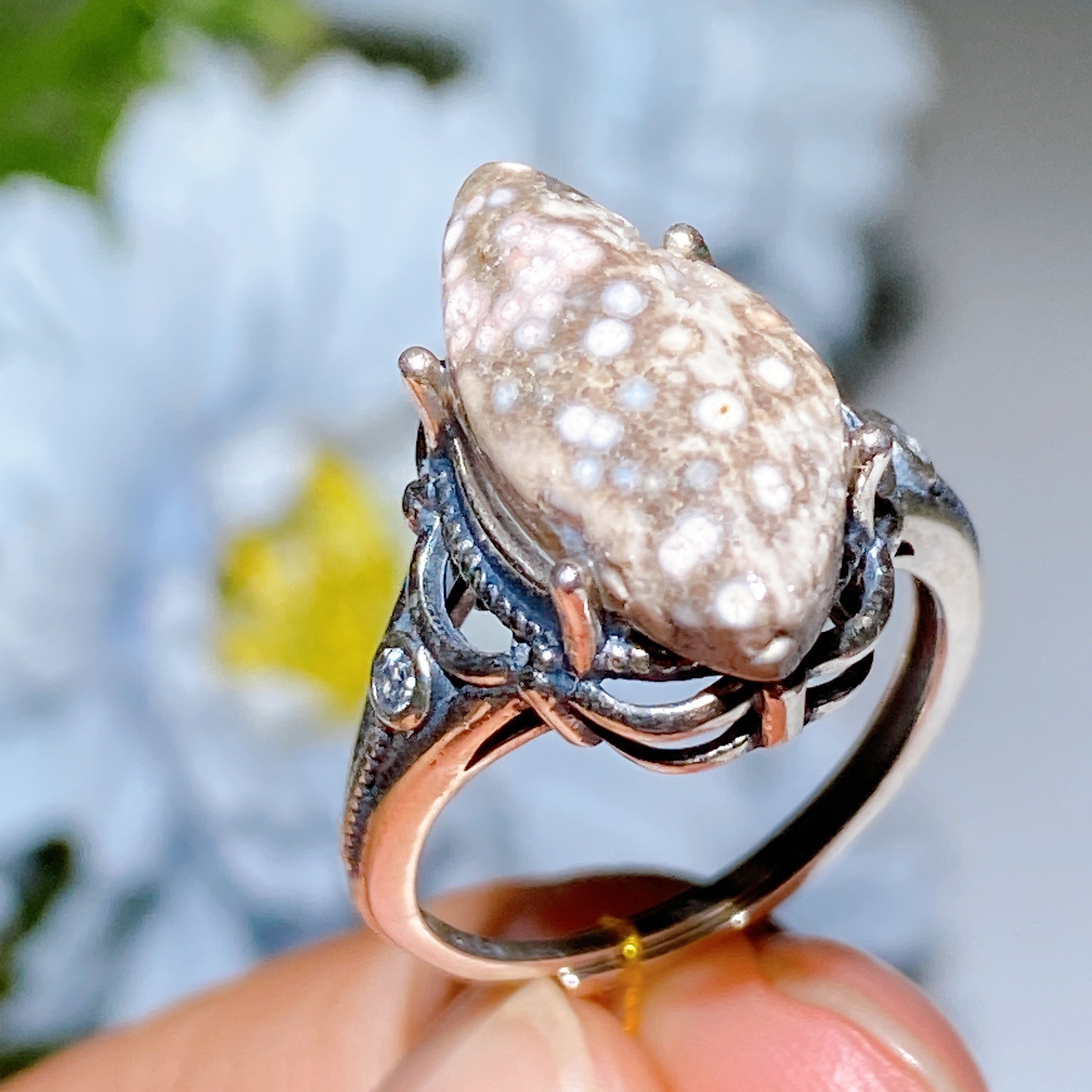 Ocean Jasper Adjustable Ring in Sterling Silver | Healing Sounds