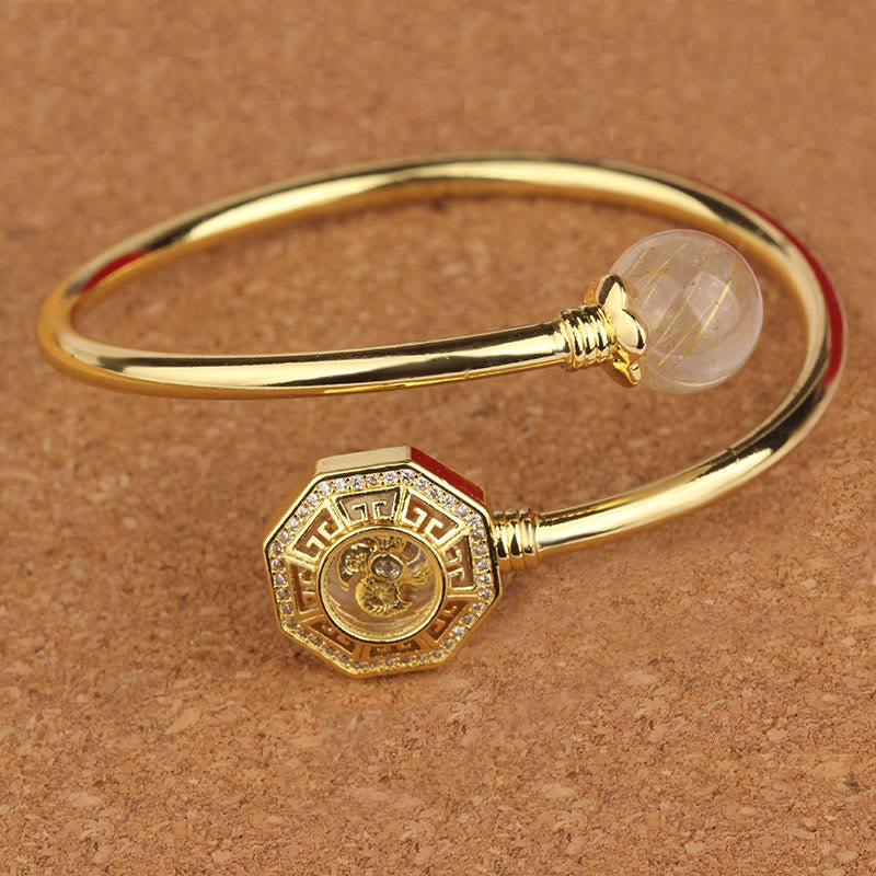 Adjustable Rutilated Quartz Windmill Courage Bracelet