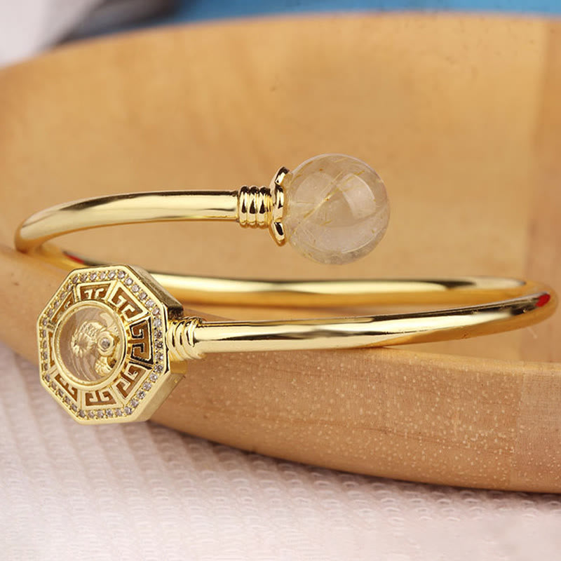Adjustable Rutilated Quartz Windmill Courage Bracelet