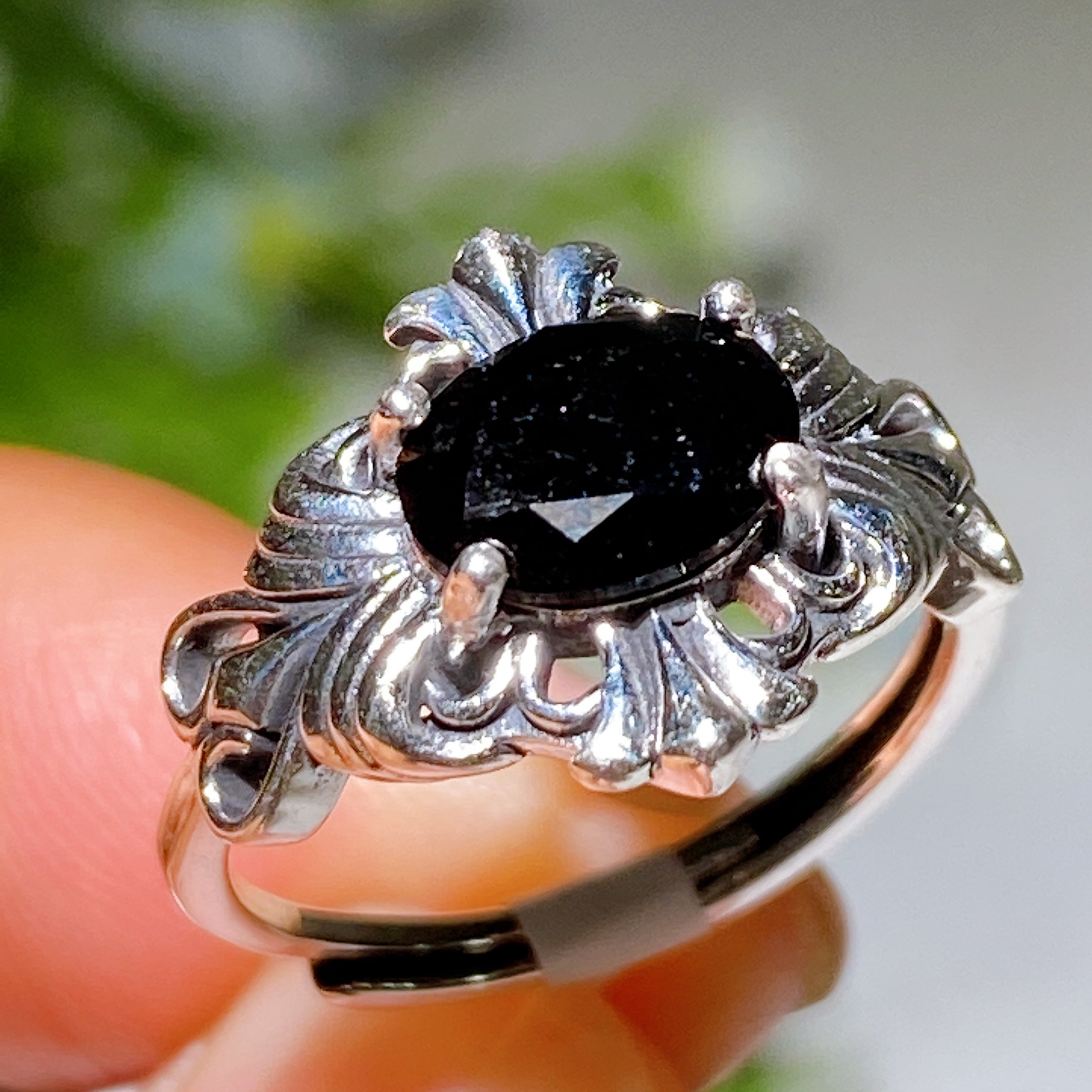 Adjustable S925 Crystal Healing Ring with Multi Gemstones