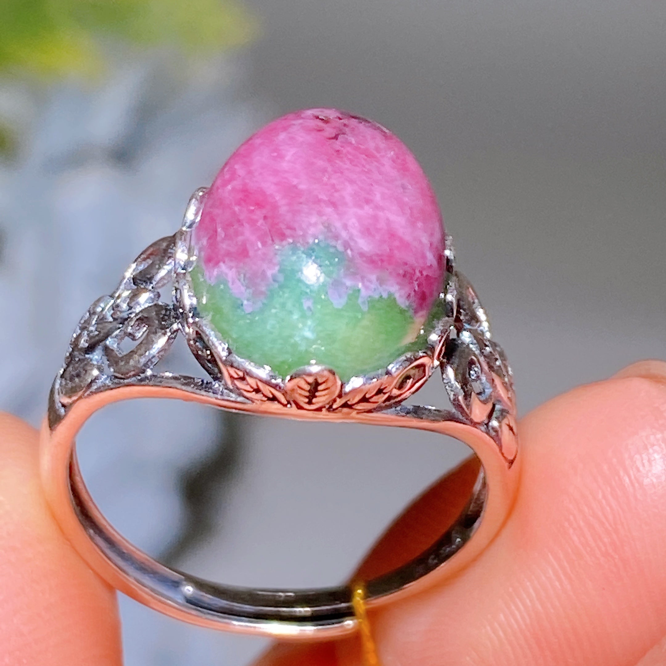 Adjustable S925 UV Reactive Ruby Healing Ring
