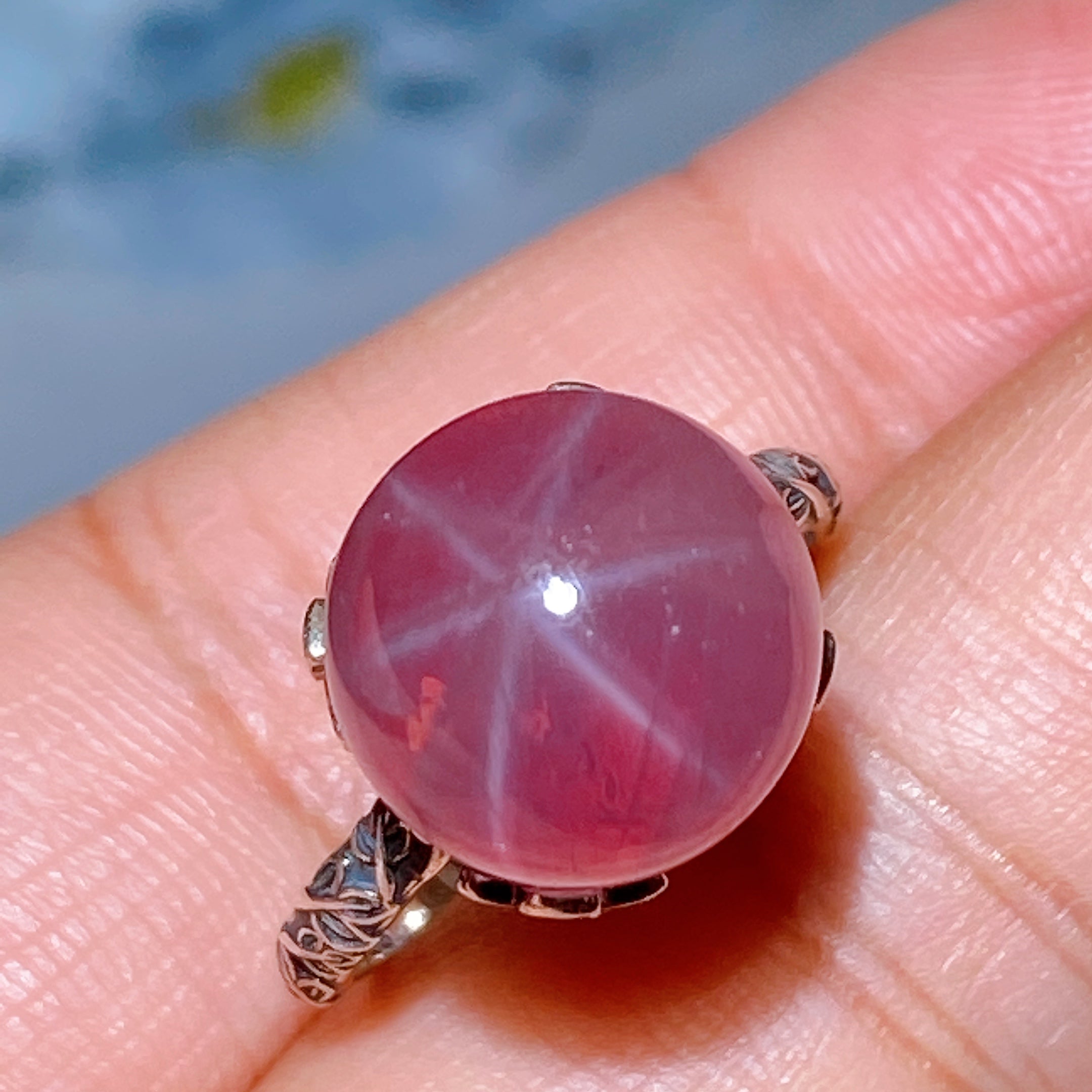 Adjustable Silver Garnet Ring Pendant for Crystal Healing