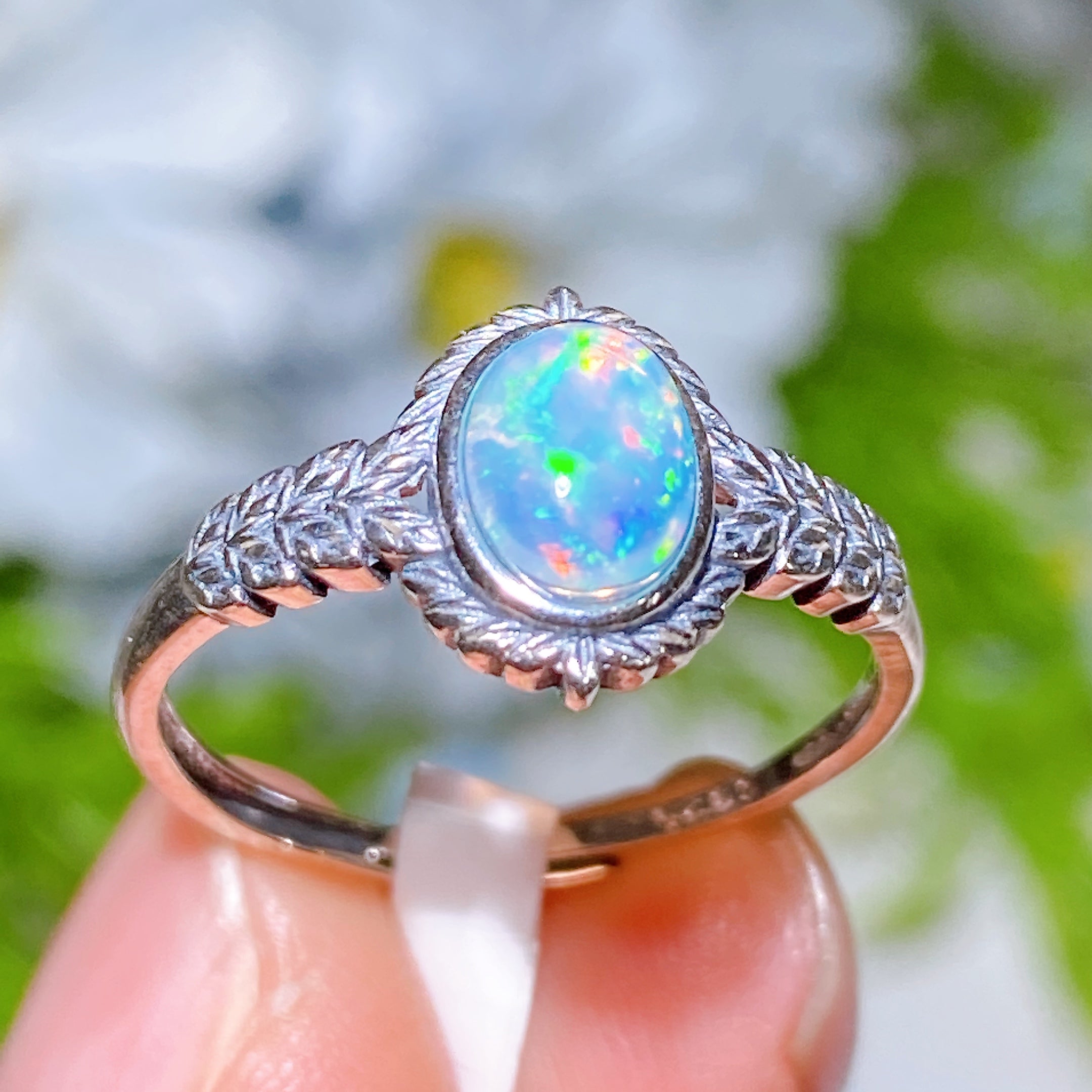 Adjustable Sterling Silver Natural Opal Spiritual Healing Ring