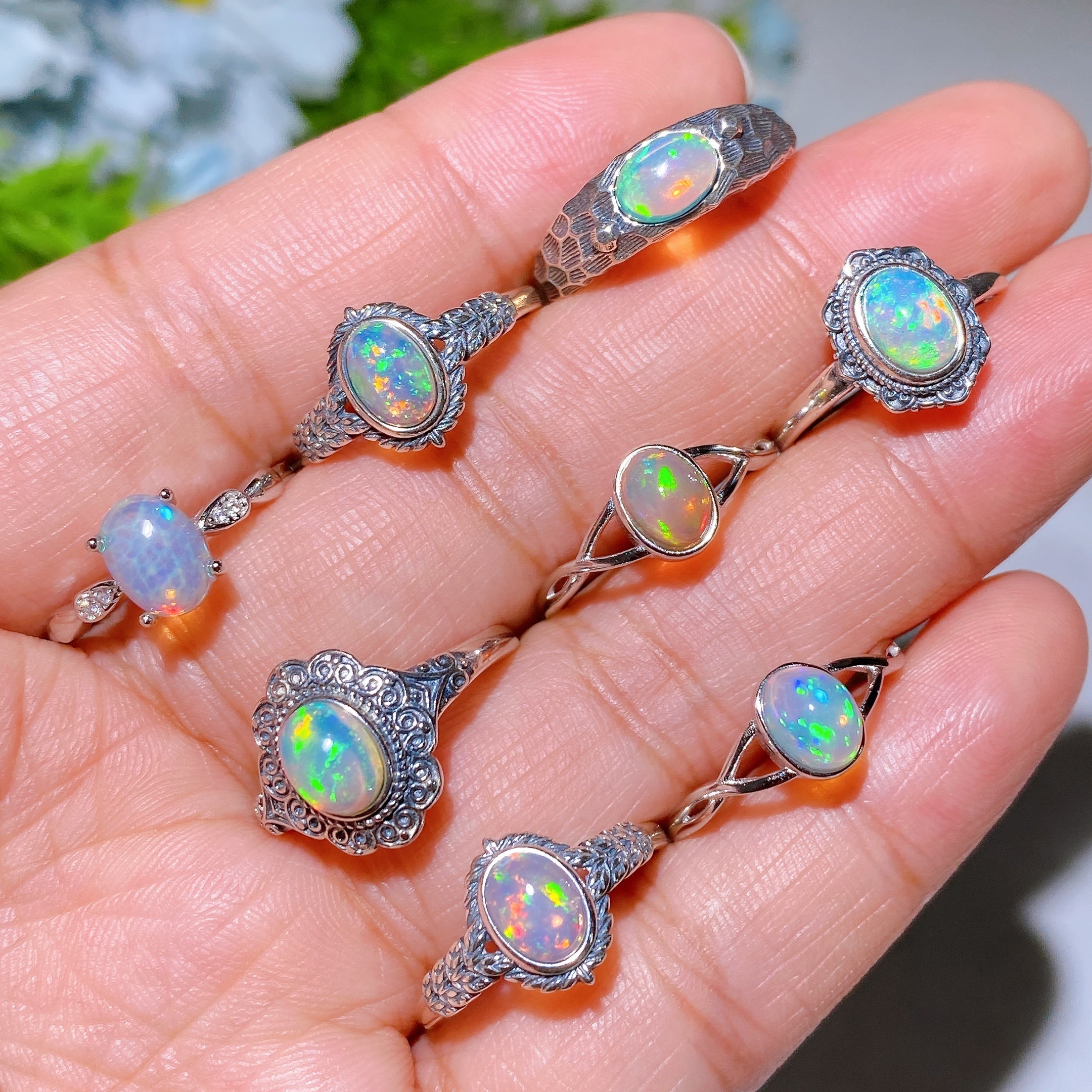 Adjustable Sterling Silver Natural Opal Spiritual Healing Ring