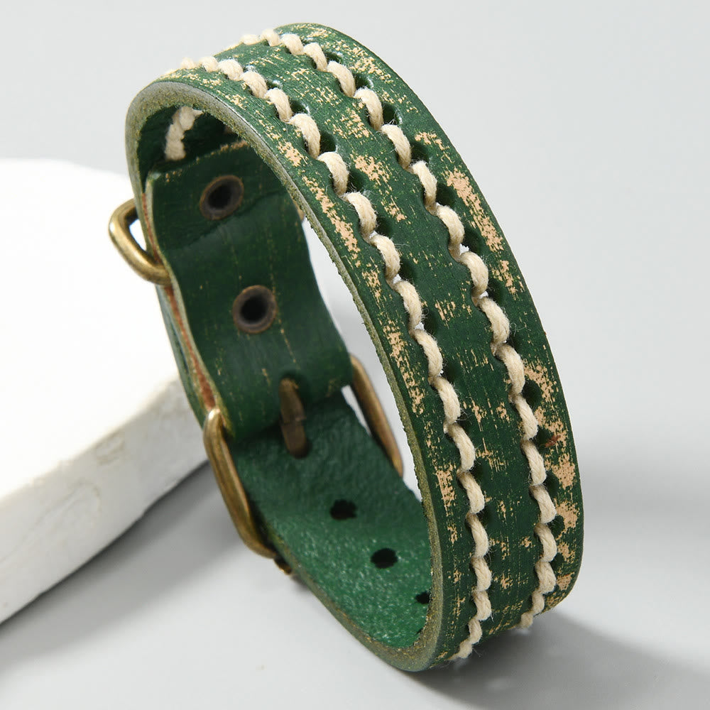 Adjustable Vintage Leather Spiritual Strength Bracelet