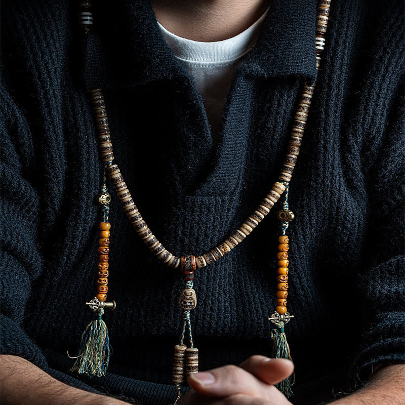 Unisex 108 Bead Tibetan Yak Bone Strength Bracelet