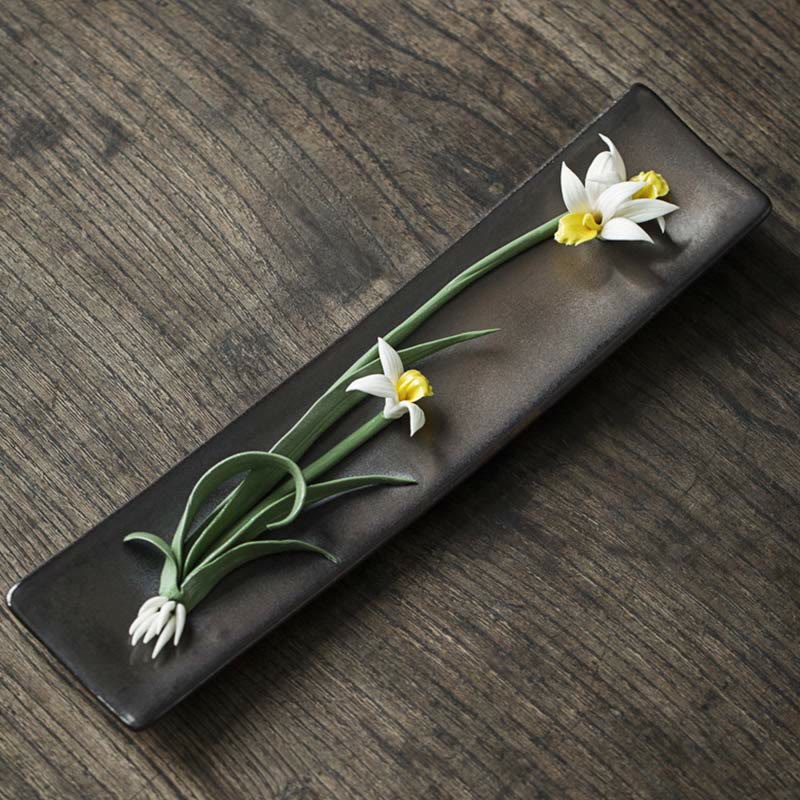 Ceramic Lotus Peony Rose Incense Burner 26cm Spiritual