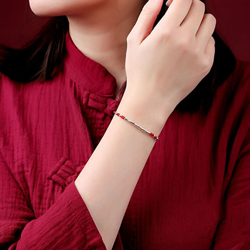 Tibetan Handmade Multicolored Bamboo Protection Red String Bracelet