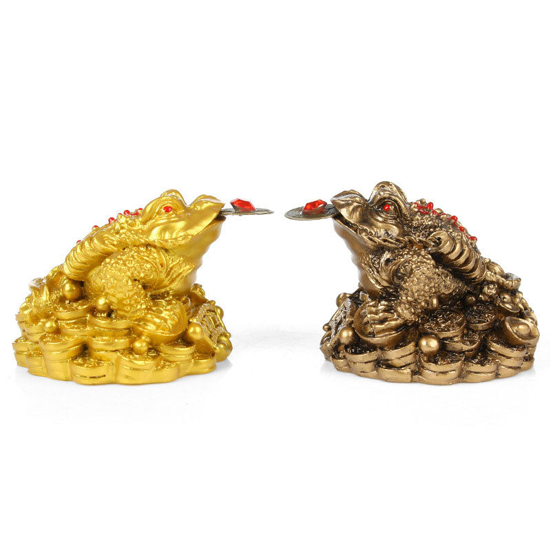 Feng Shui Wealth Lucky Frog Resin Figurine for Prosperity