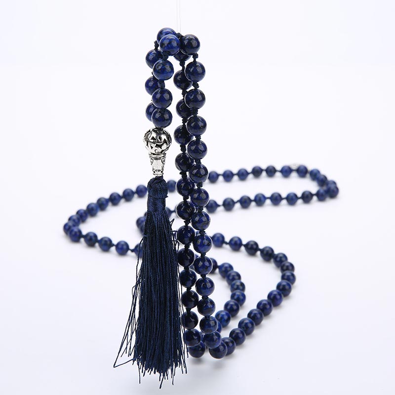 108 Bead Mala Necklace with Red Turquoise or Lazurite Beads