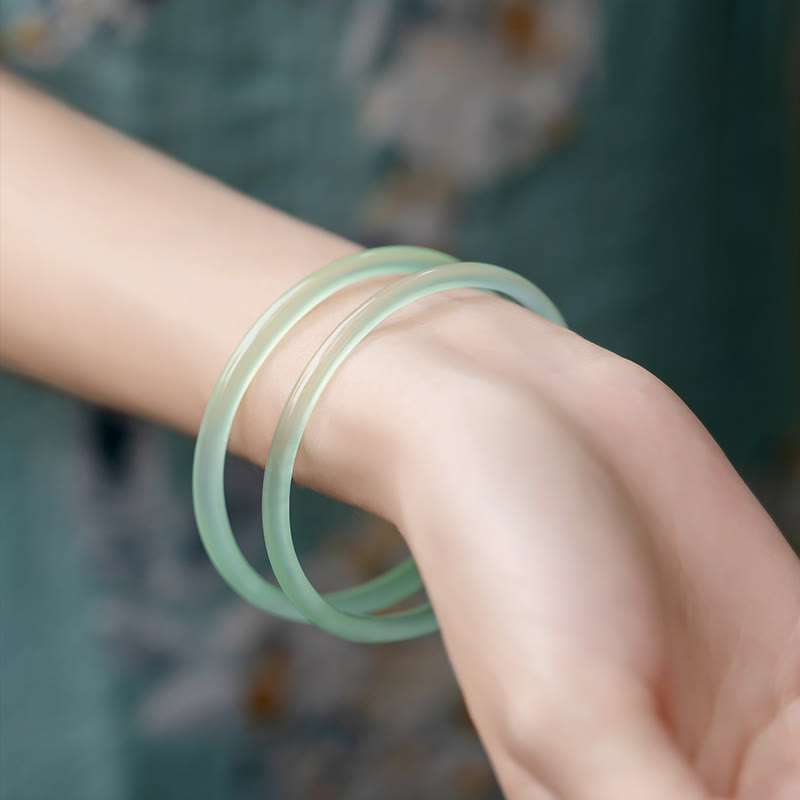 Natural Green Chalcedony Strength Courage Bangle 52mm Bracelet