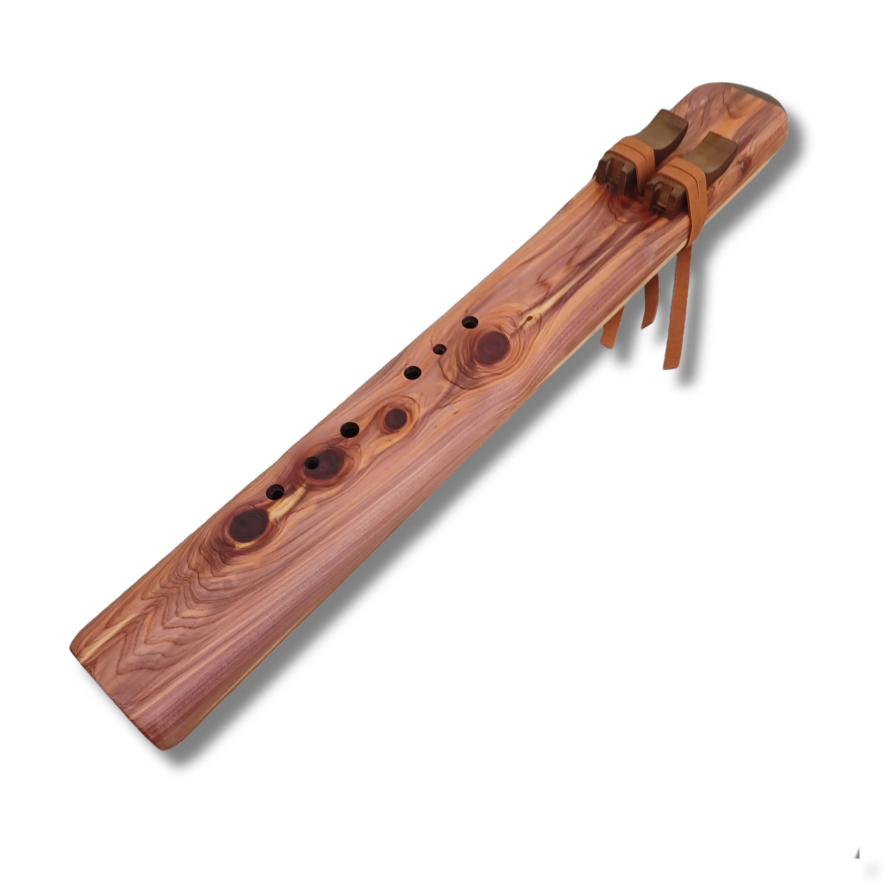 Wooden Native American flute with carved details, AEOLIAN Tuning in E or Low D Drone Flute