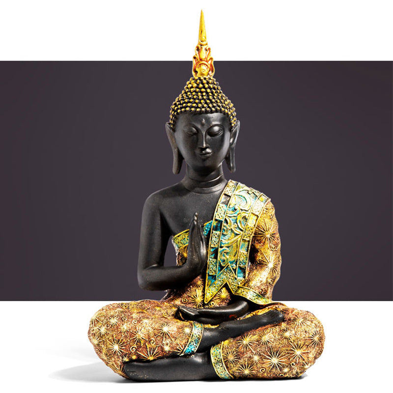 Tibetan Buddha Statue Resin Feng Shui Home Decor 14x20cm