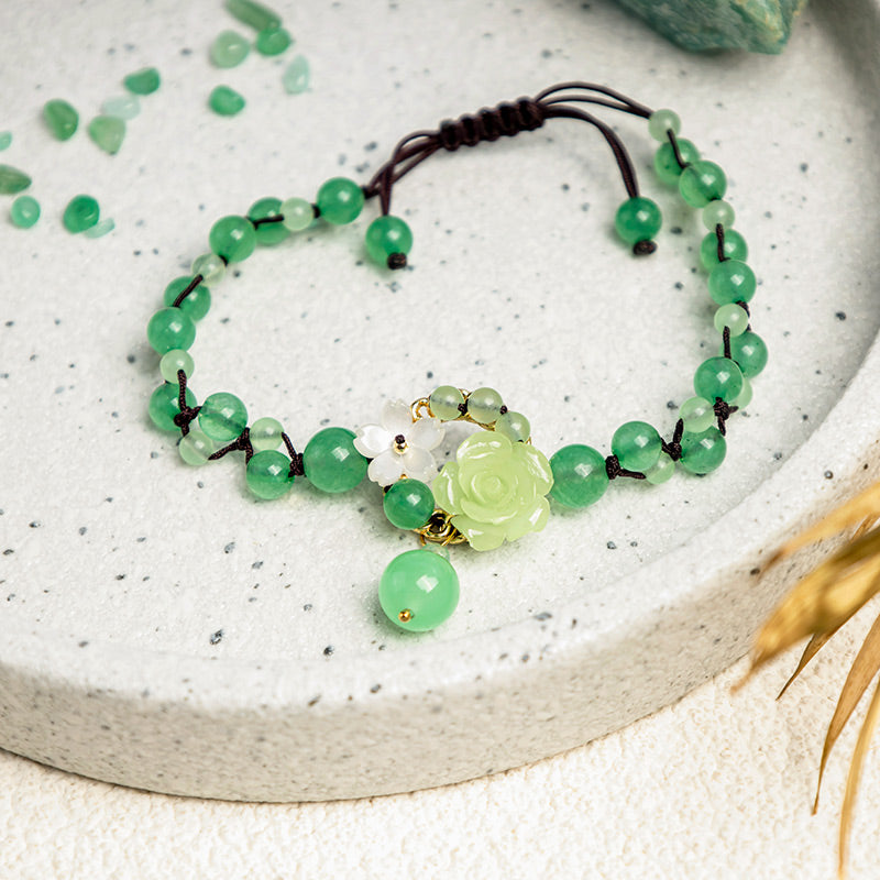 Adjustable Jade Braided Anklet for Prosperity and Abundance