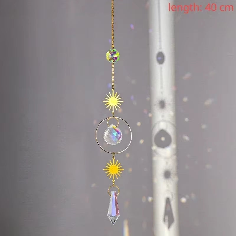 Crystal Suncatcher Outdoor Wind Chime Hanging Crystal Angel Butterfly Pendants Garden Tree Decor Window Drop Bell Hanging Decor