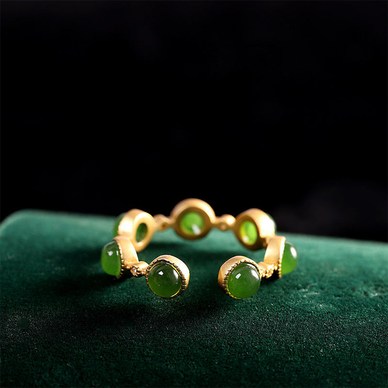 Adjustable Cyan Jade Healing Ring for Calm & Harmony