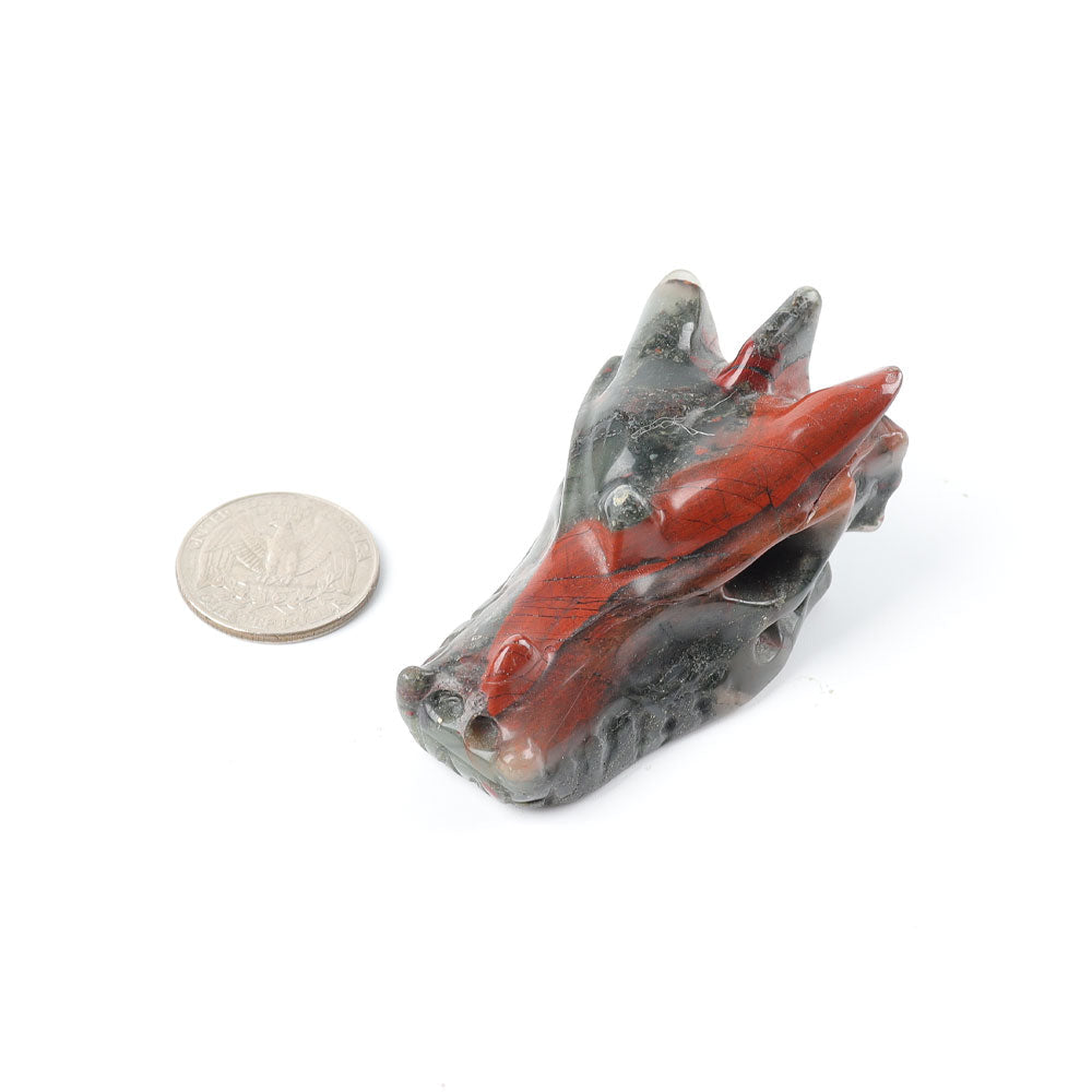 African Blood Stone Dragon Head Carving for Spiritual Healing