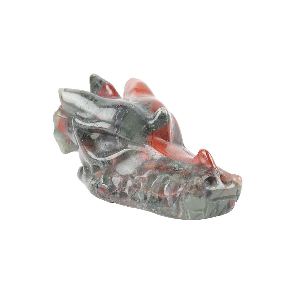 African Blood Stone Dragon Head Carving for Spiritual Healing