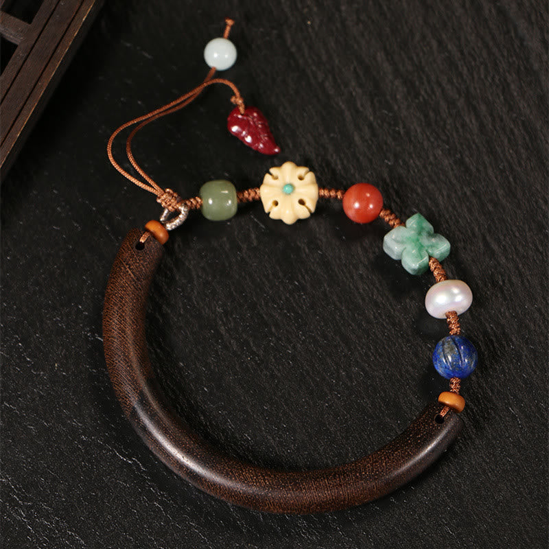 Agarwood Balance & Luck Bracelet with Lazurite and Hetian Jade