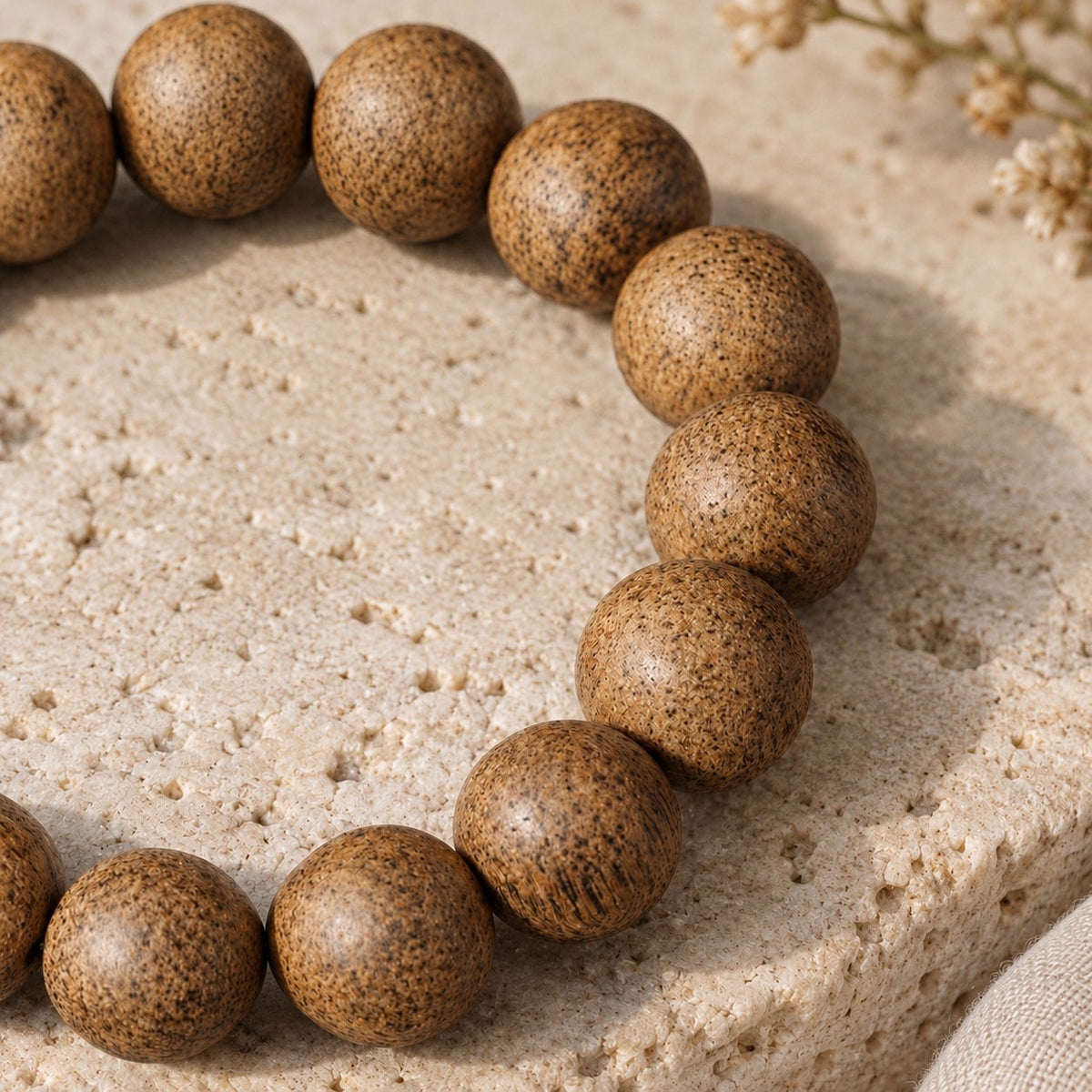 Natural Agarwood Chinese Zodiac Peace Bracelet 12mm Beads, beads