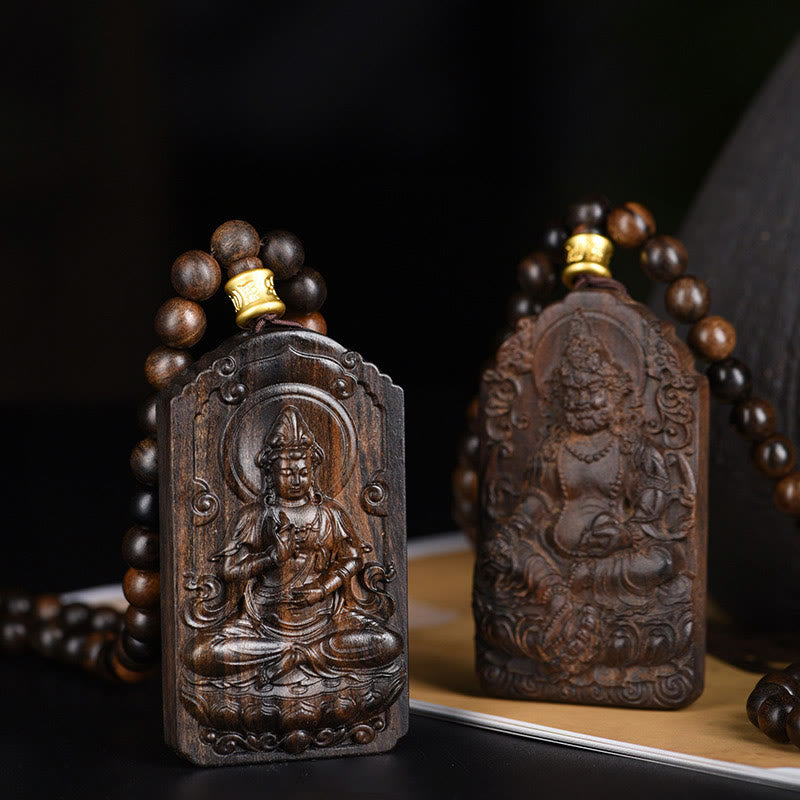 Agarwood Necklace with Avalokitesvara Beads for Strength & Luck