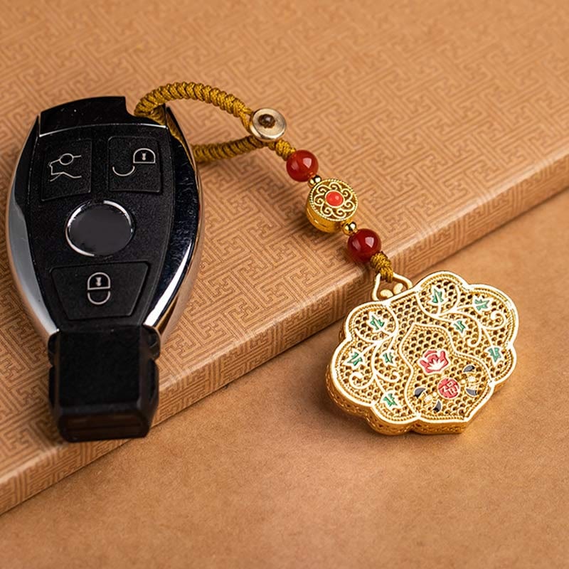Agate Fu Character Key Chain for Good Luck & Blessing