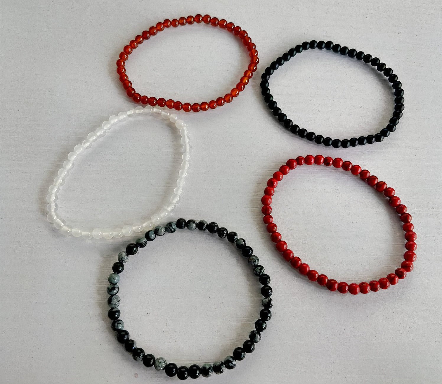 Agate Bracelet Set - 5pcs Handmade Jewelry