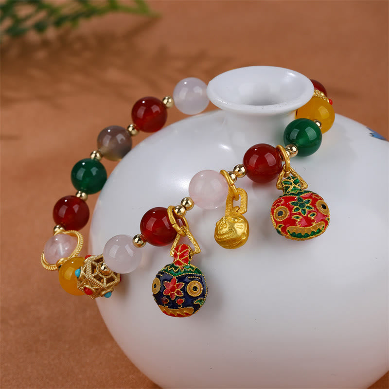 Agate Success Bracelet with Gold Swallowing Beast Power 8mm