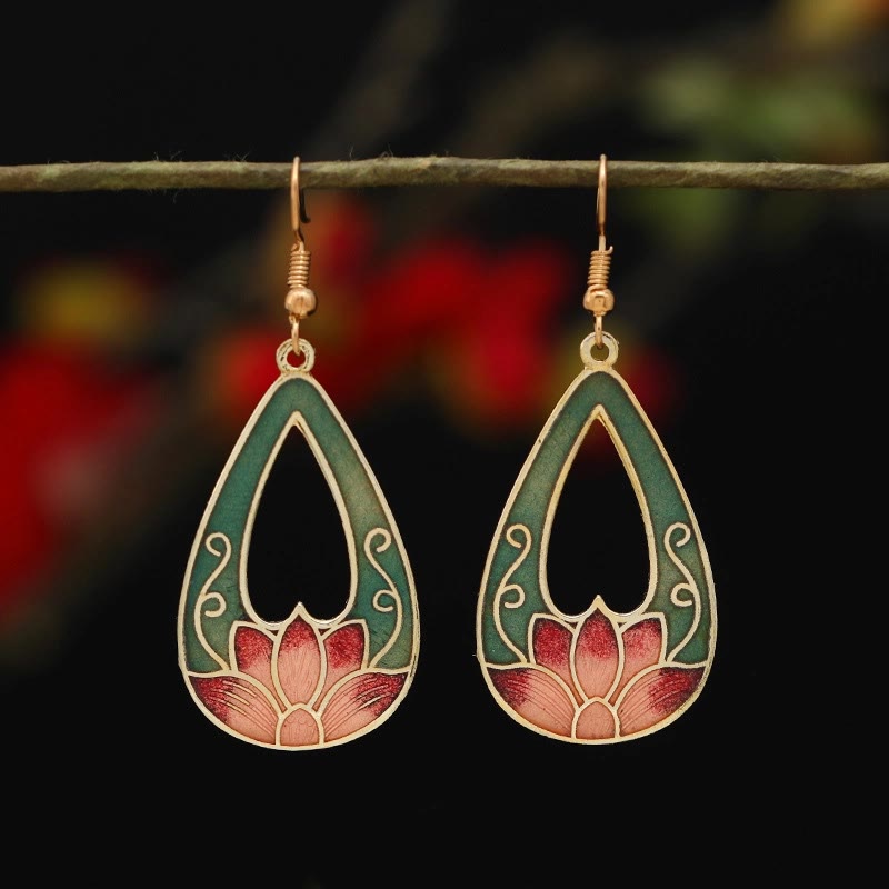 Alloy Copper Lotus Butterfly Drop Earrings for Spiritual Enlightenment