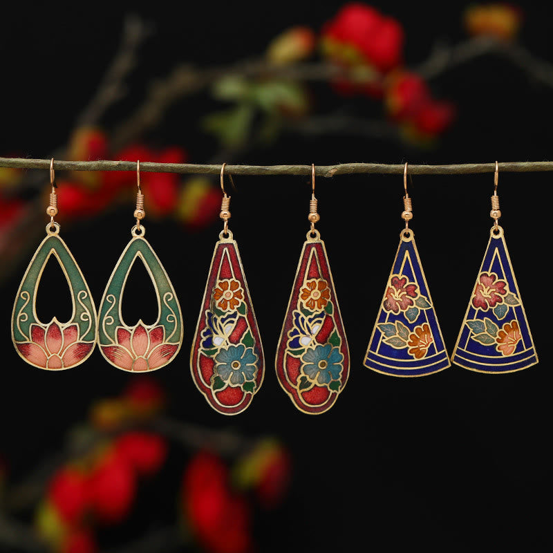 Alloy Copper Lotus Butterfly Drop Earrings for Spiritual Enlightenment