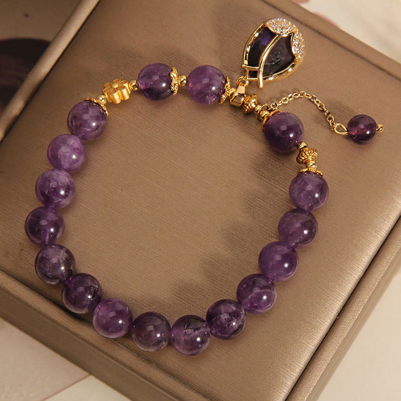 Amethyst 8mm Bead Healing Balance Crystal Bracelet for Peace