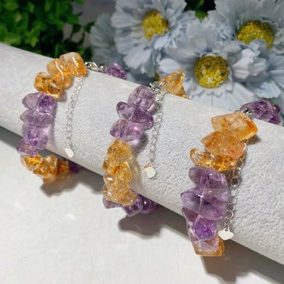 Amethyst Citrine Chips Healing Bracelet for Spiritual Protection
