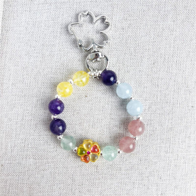 Amethyst Citrine Strawberry Quartz Key Chain