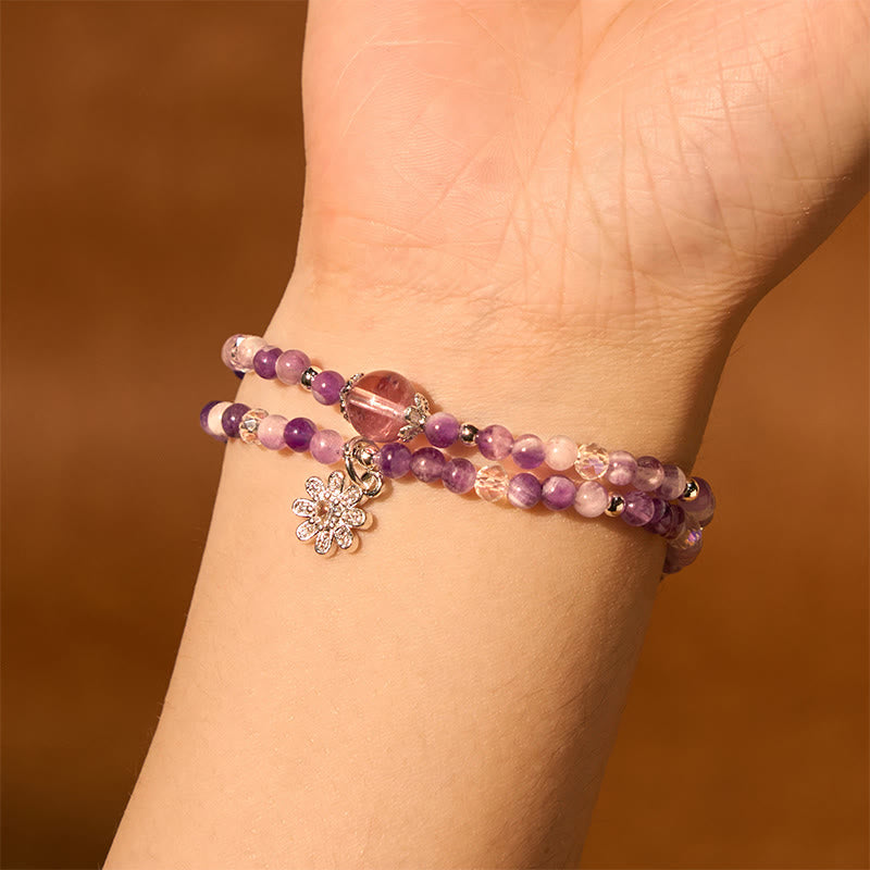 Amethyst Crystal Double Wrap Bracelet Spiritualiteit